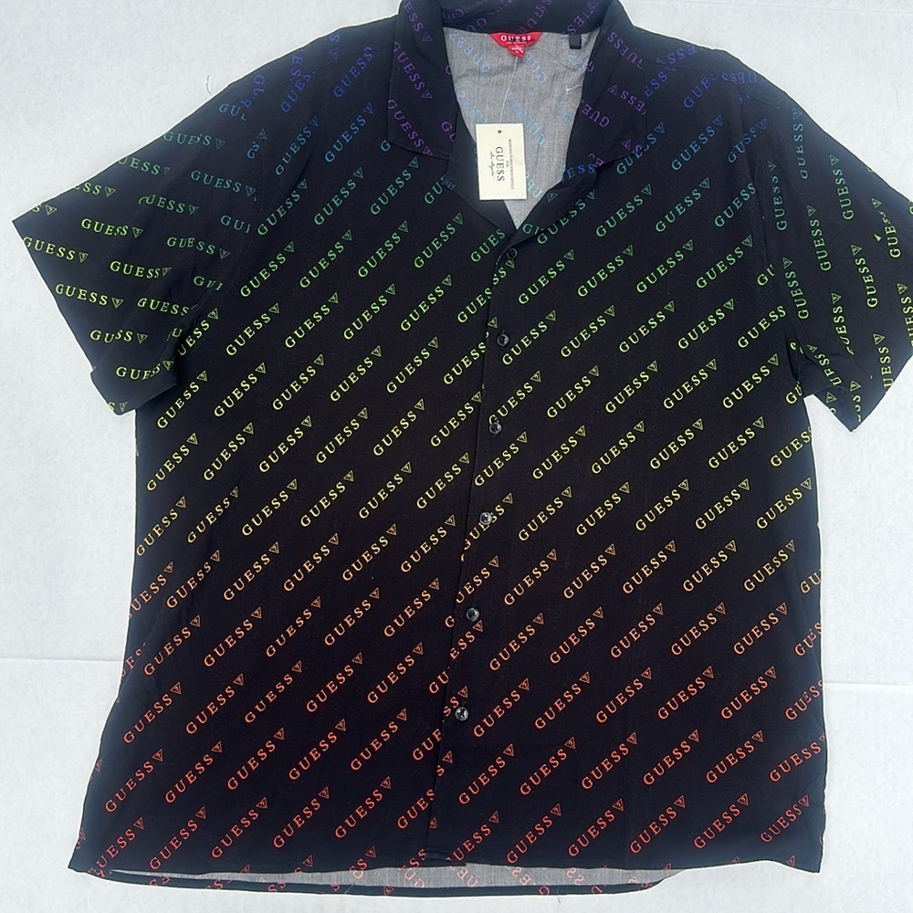 New GUESS Rustie Rainbow Plain (JBLK)SZ XL - Picture 5 of 7
